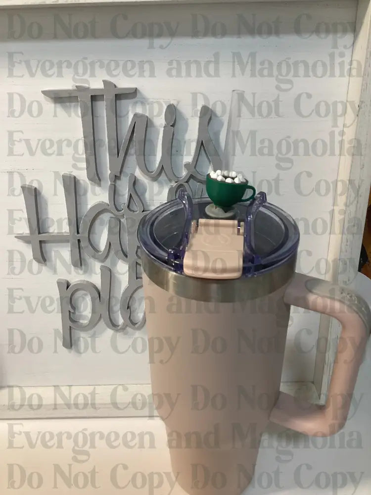 Green Hot Cocoa cup Straw Topper 10mm