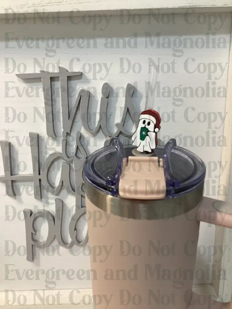 Christmas coffee ghost Straw Topper 10mm