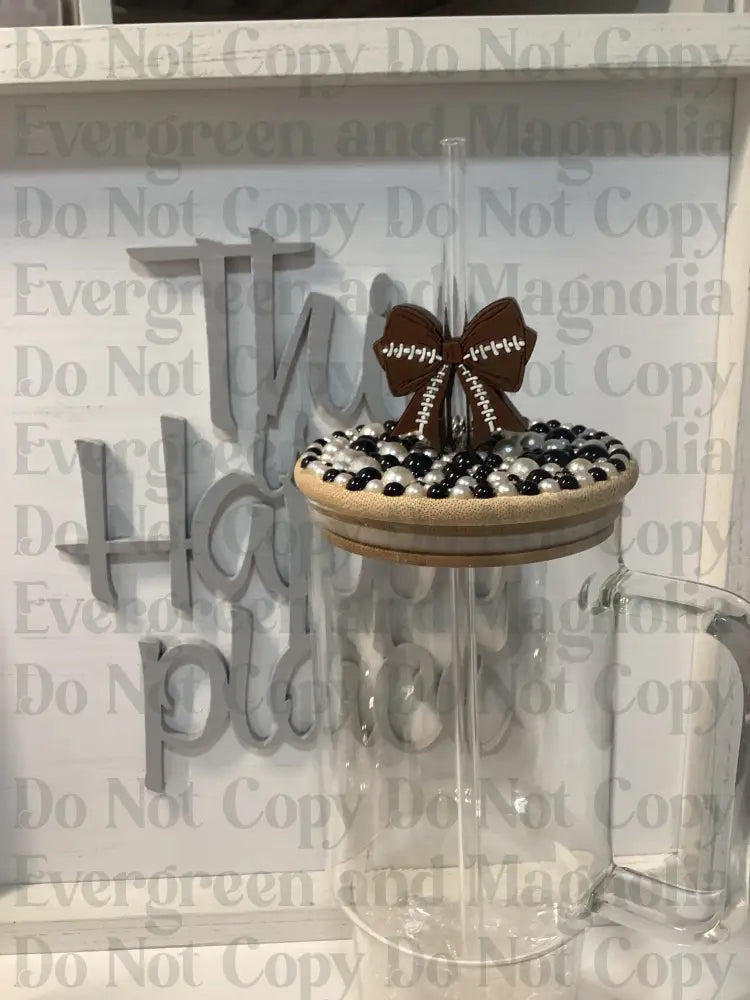 Football Bow Straw Topper 10mm