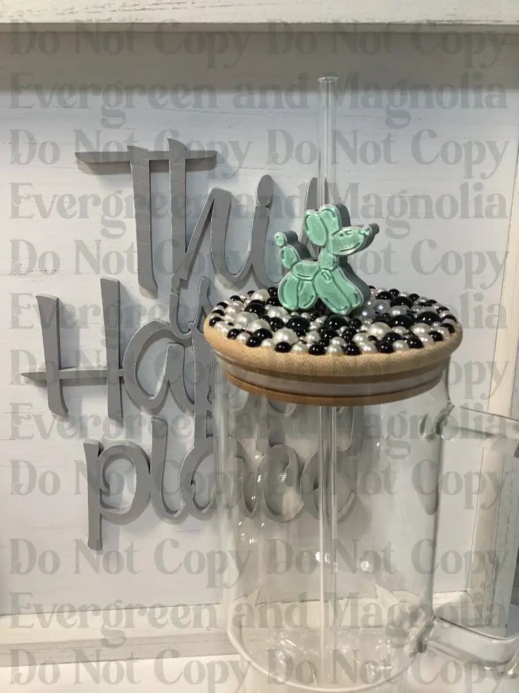 Mint Balloon Dog Straw Topper 10mm