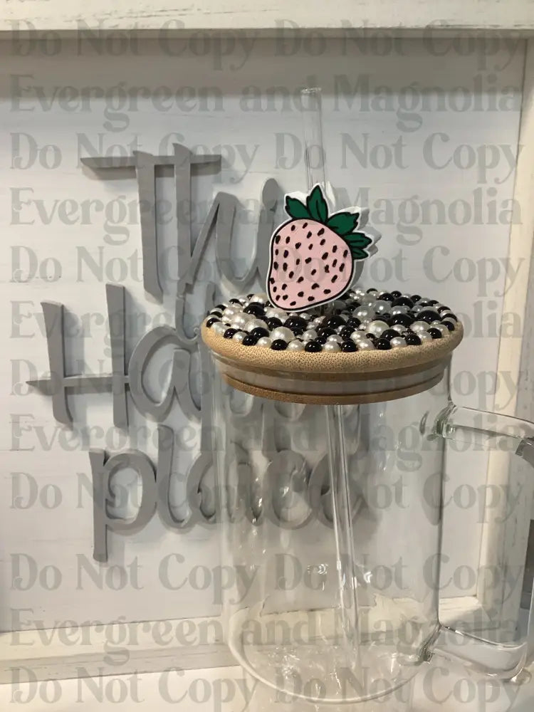 Pink Strawberry Straw Topper 10mm