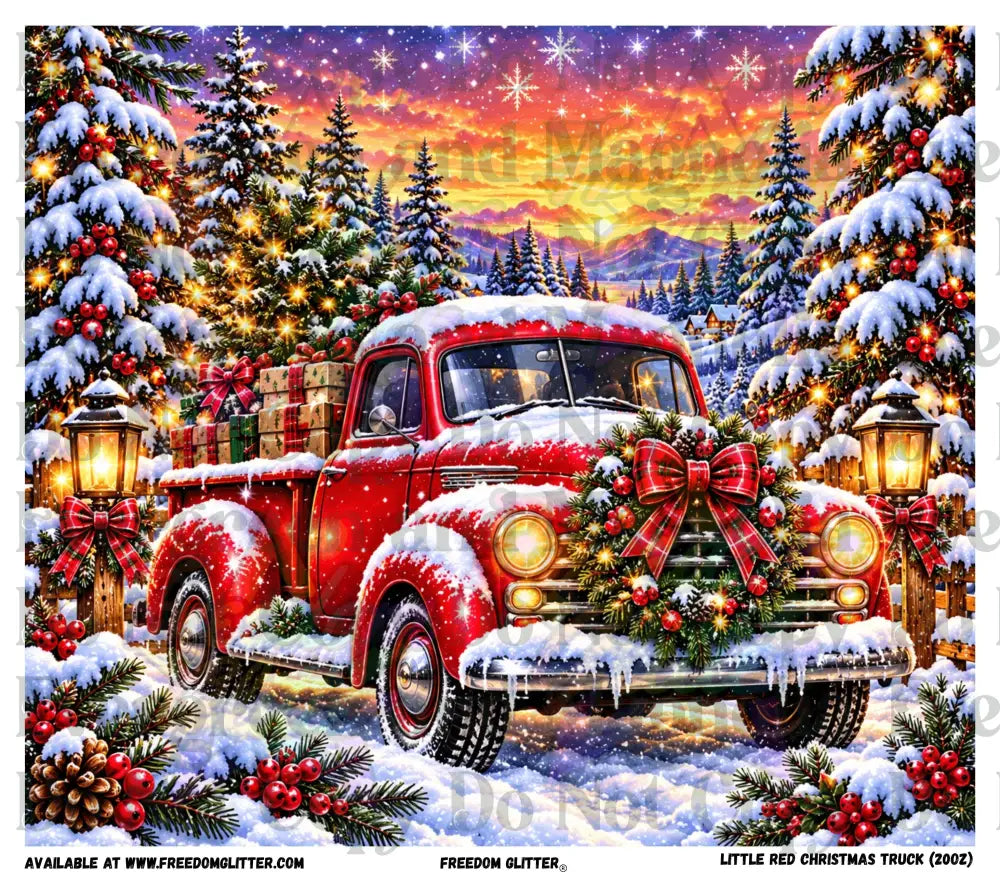 Little Red Christmas Truck Tumbler Wrap (Printed Vinyl)