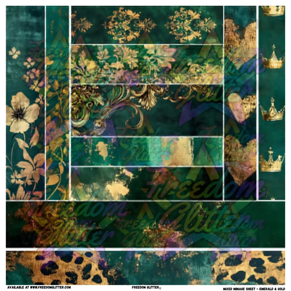 Mixed Image Sheet - Emerald & Gold (Printed Vinyl)