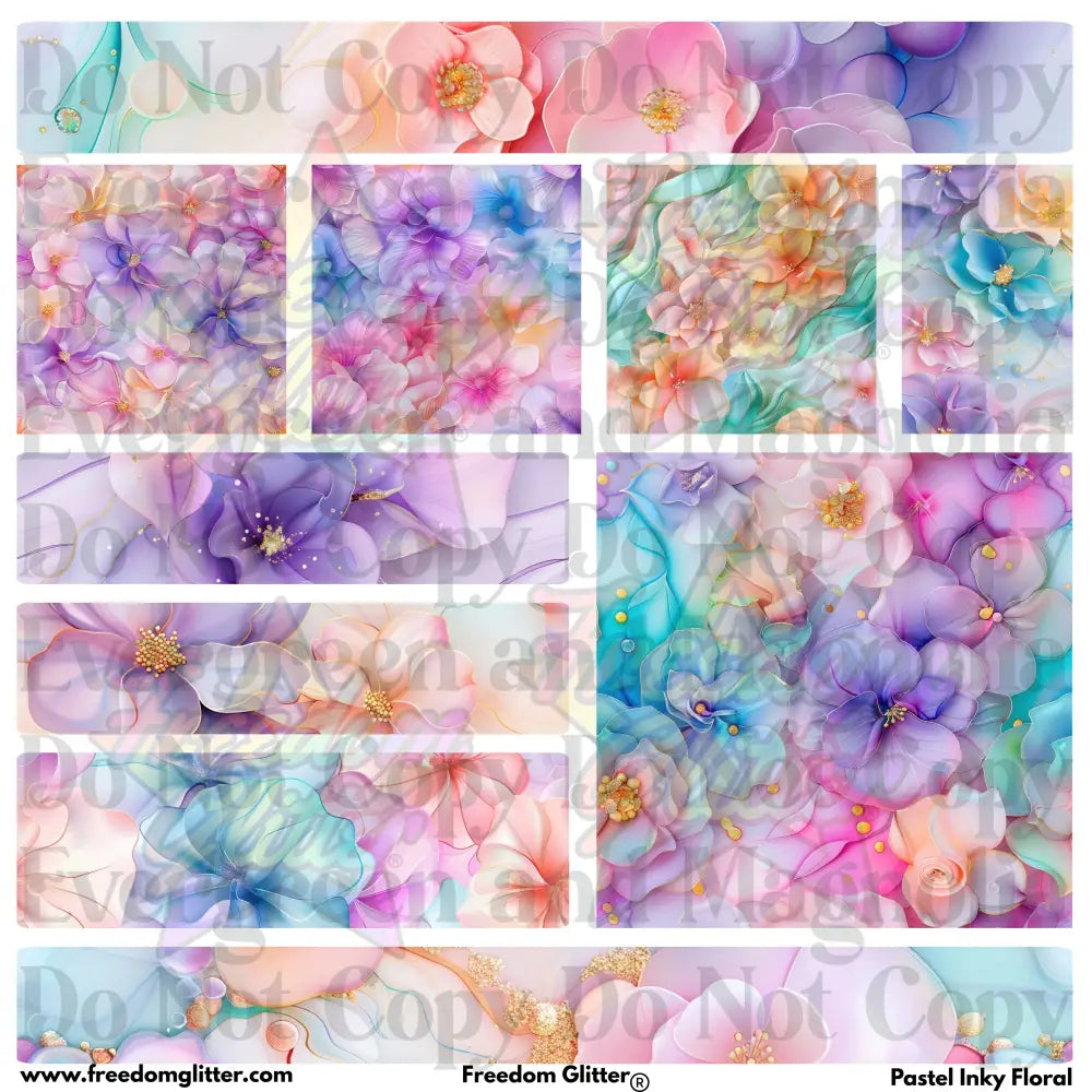 Mixed Image Sheet - Pastel Inky Floral (Printed Vinyl)