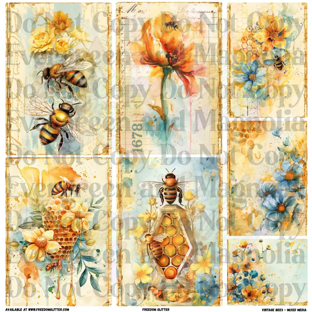 Mixed Image Sheet - Vintage Bees (Printed Vinyl)