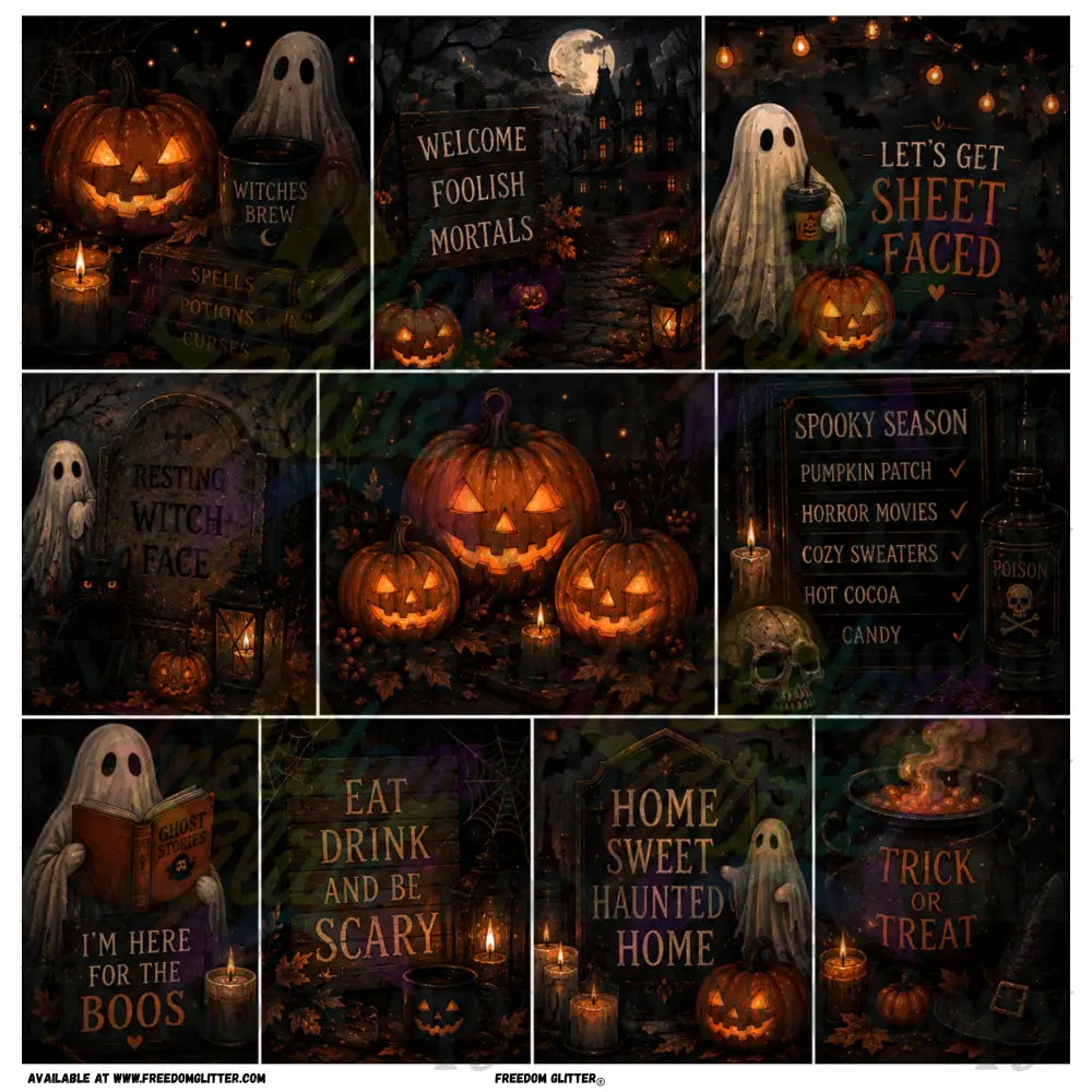 Mixed Image - Spooky Ghosts & Jack O Lanterns (Printed Vinyl)