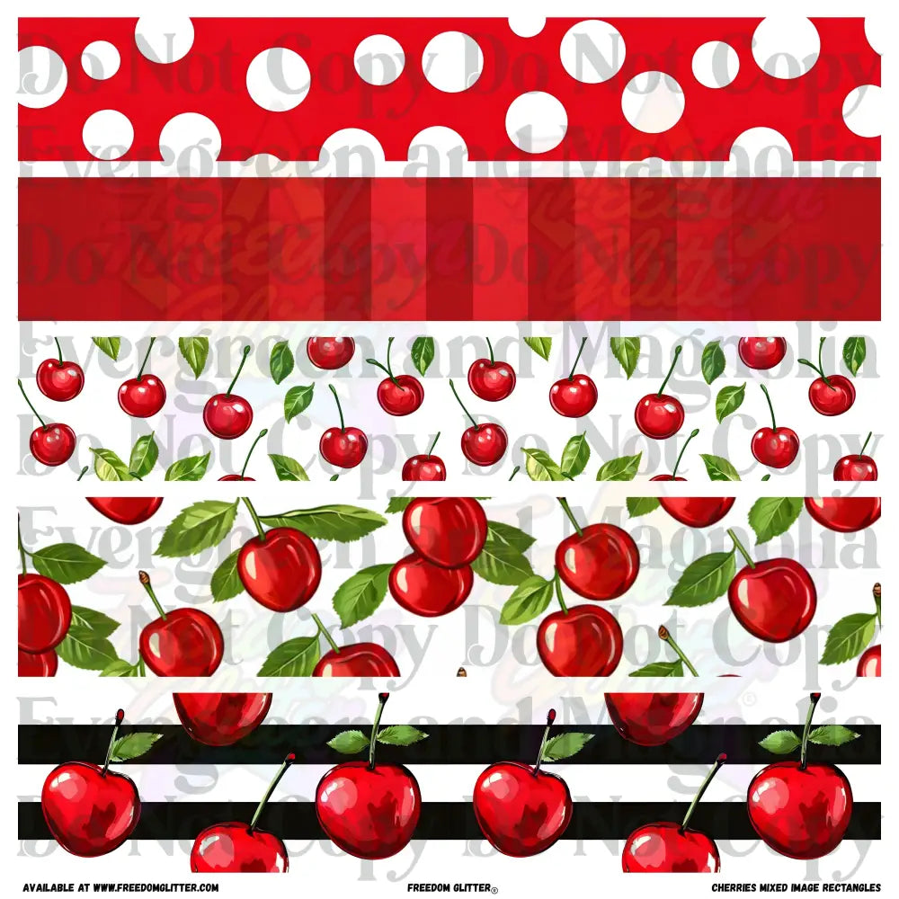 Cherries - Mixed Image Rectangles (Printed Vinyl)