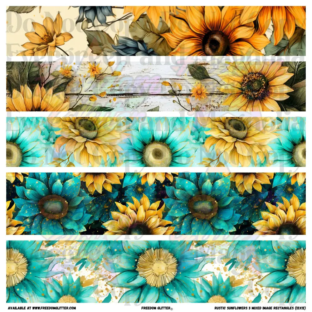 Rustic Sunflowers 3 - Mixed Image Rectangles (Printed Vinyl)