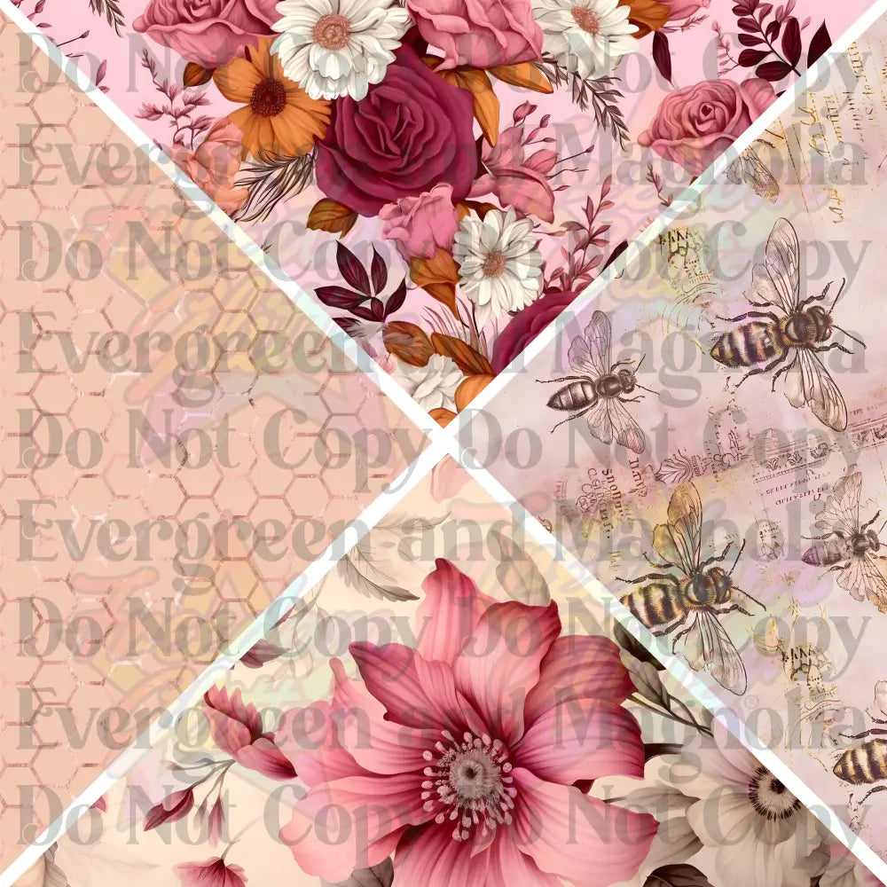 Mixed Triangles - Pink Bees (Printed Vinyl)