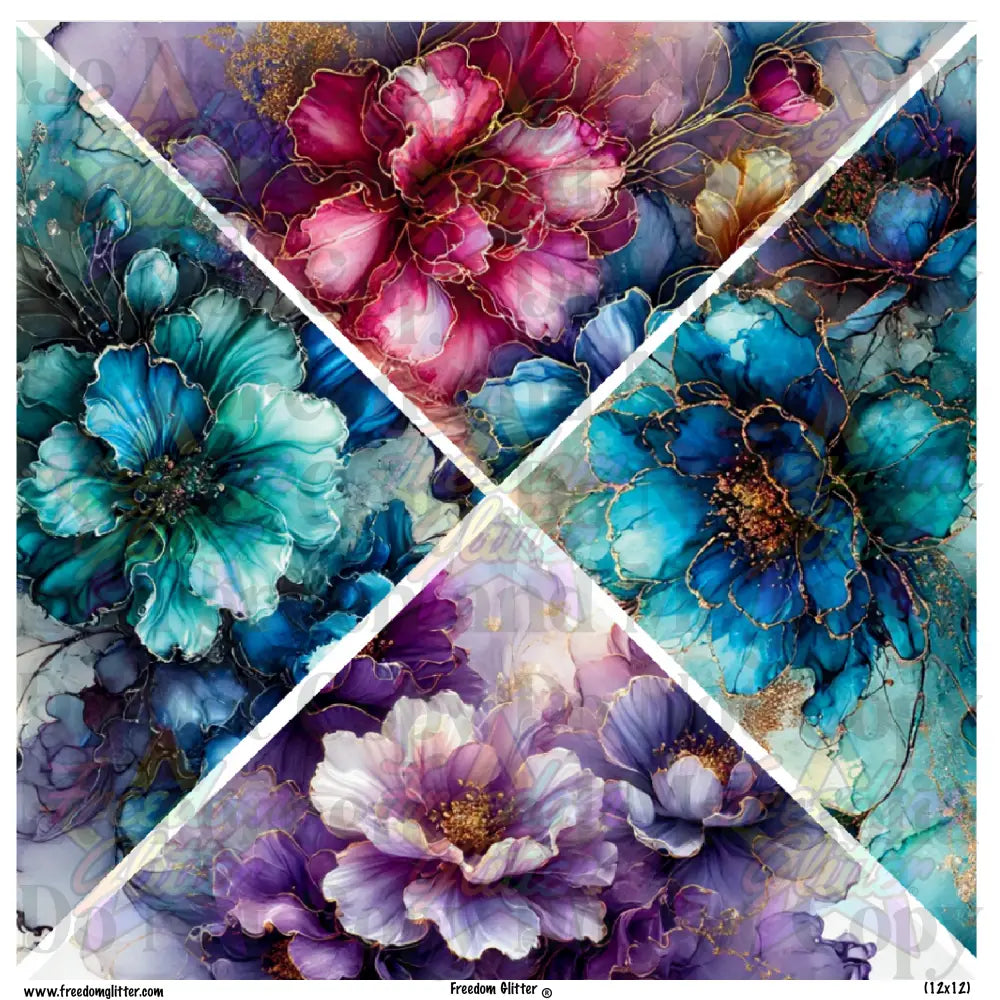 Mixed Triangles - Watercolor Floral (Printed Vinyl)