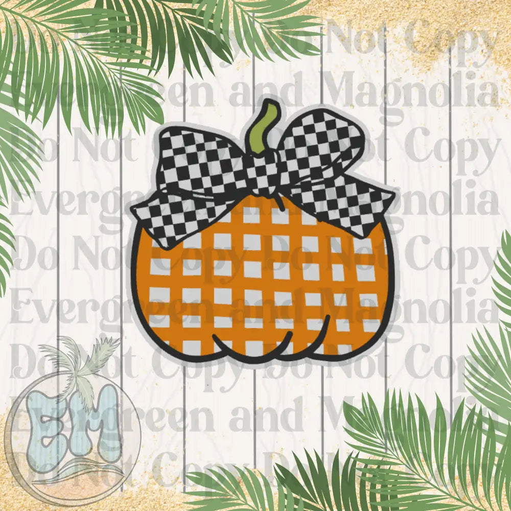 Checkered bow pumpkin