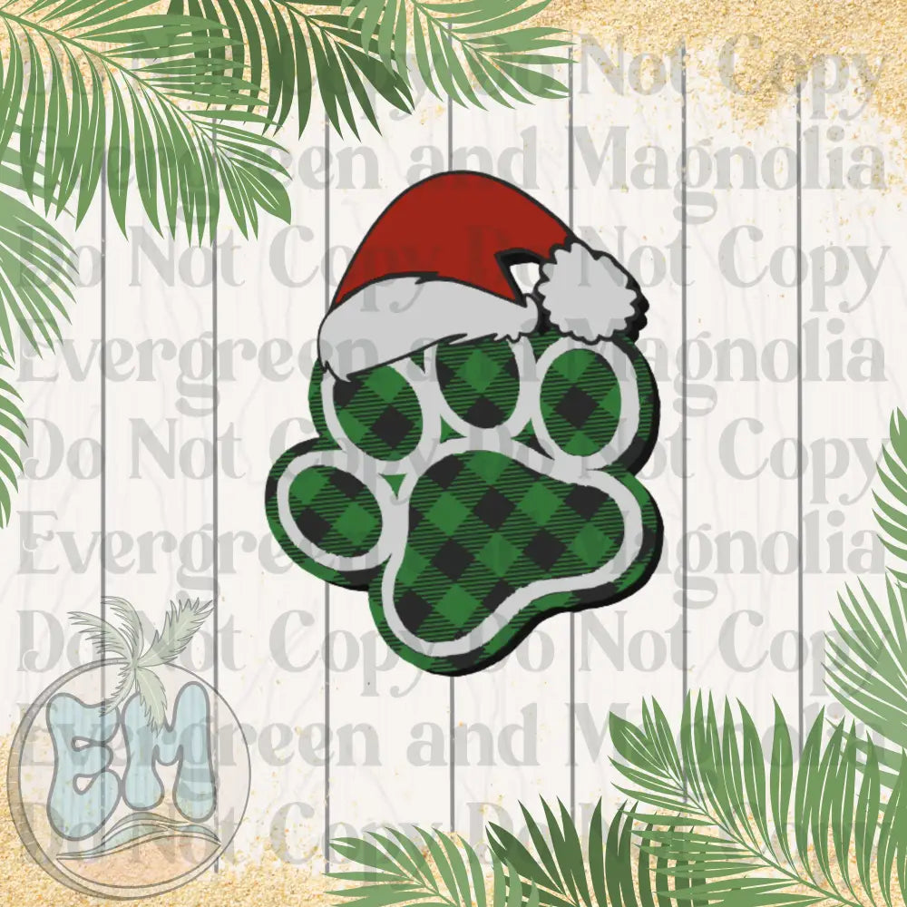Green santa paw print