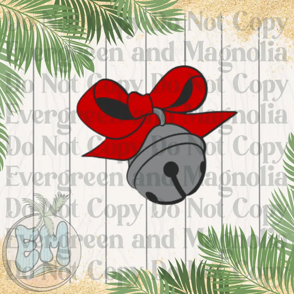 Red bow bell (silver)