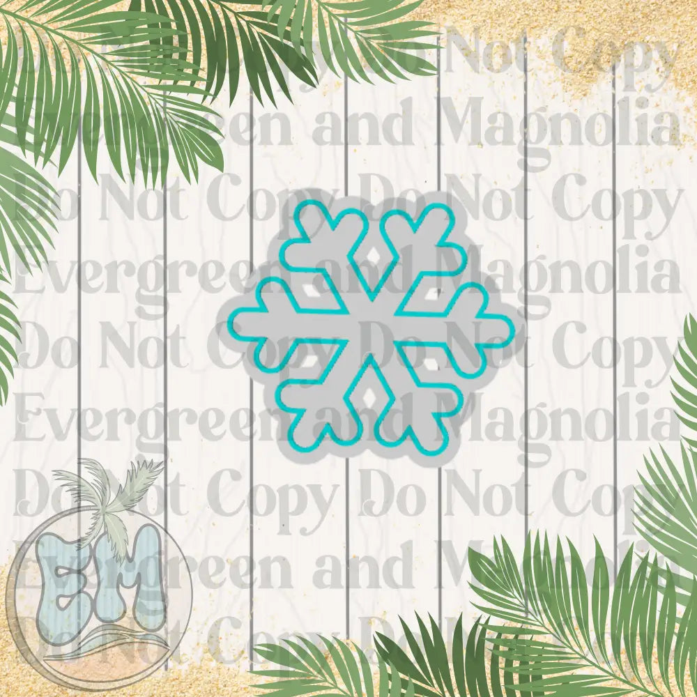 Teal and white snowflake