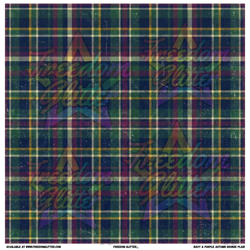 Navy & Purple Autumn Grunge Plaid (Printed Vinyl)