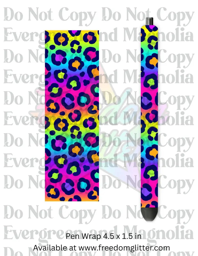 Neon Rainbow Ombre Leopard (Printed Vinyl)