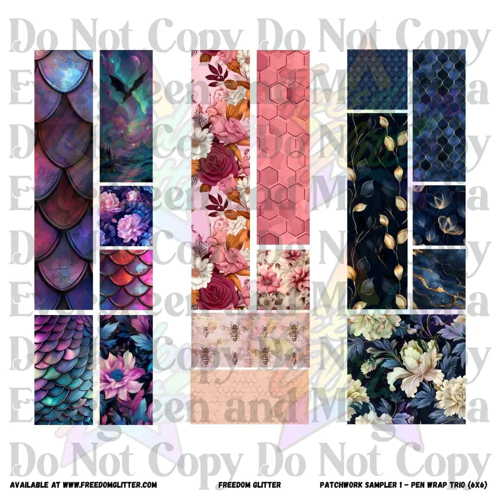Pen Wrap Patchwork Trio - Sampler 1 (Printed Vinyl)