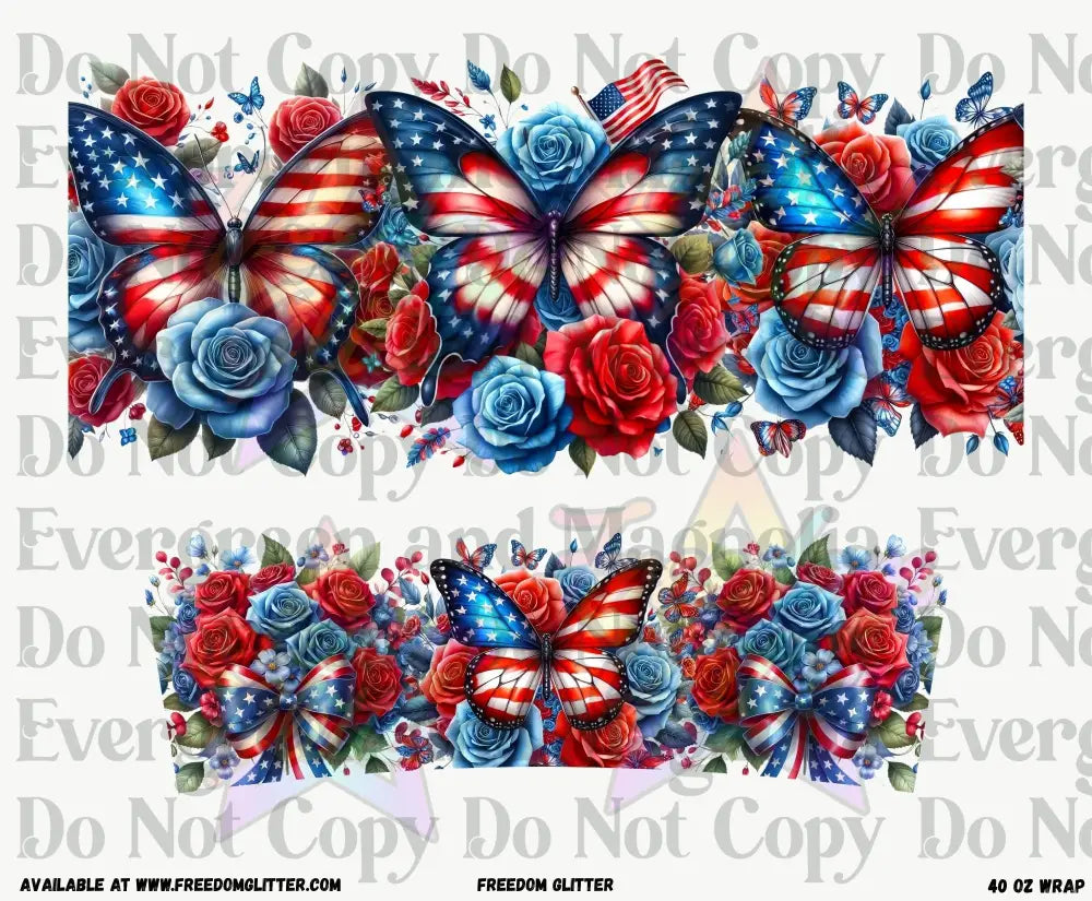 Patriotic Butterflies 40oz Wrap (Printed Vinyl)