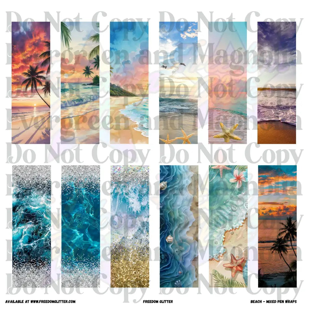 Mixed Pen Wraps - Beach 1 (Printed Vinyl)