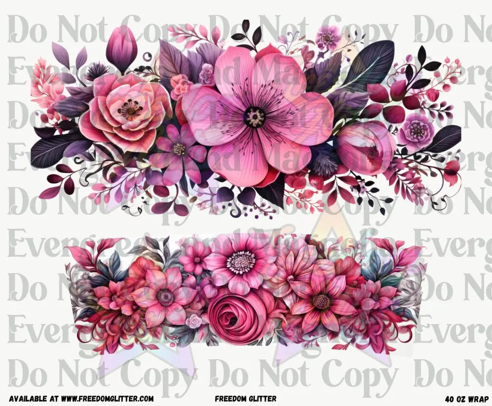 Pink & Purple Floral 40oz Wrap (Printed Vinyl)