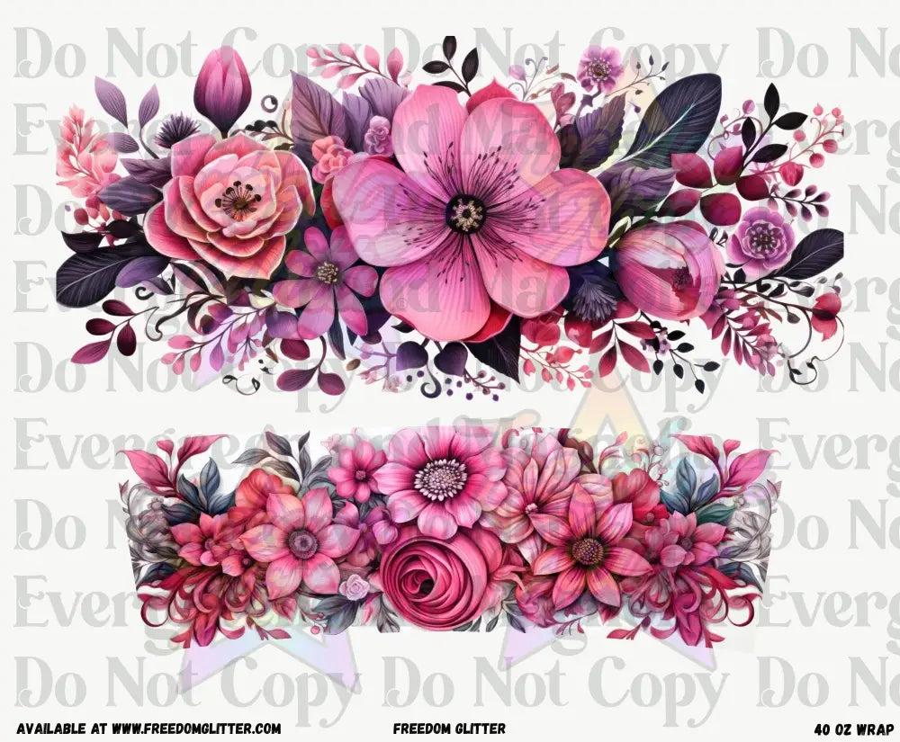 Pink & Purple Floral 40oz Wrap (Printed Vinyl)
