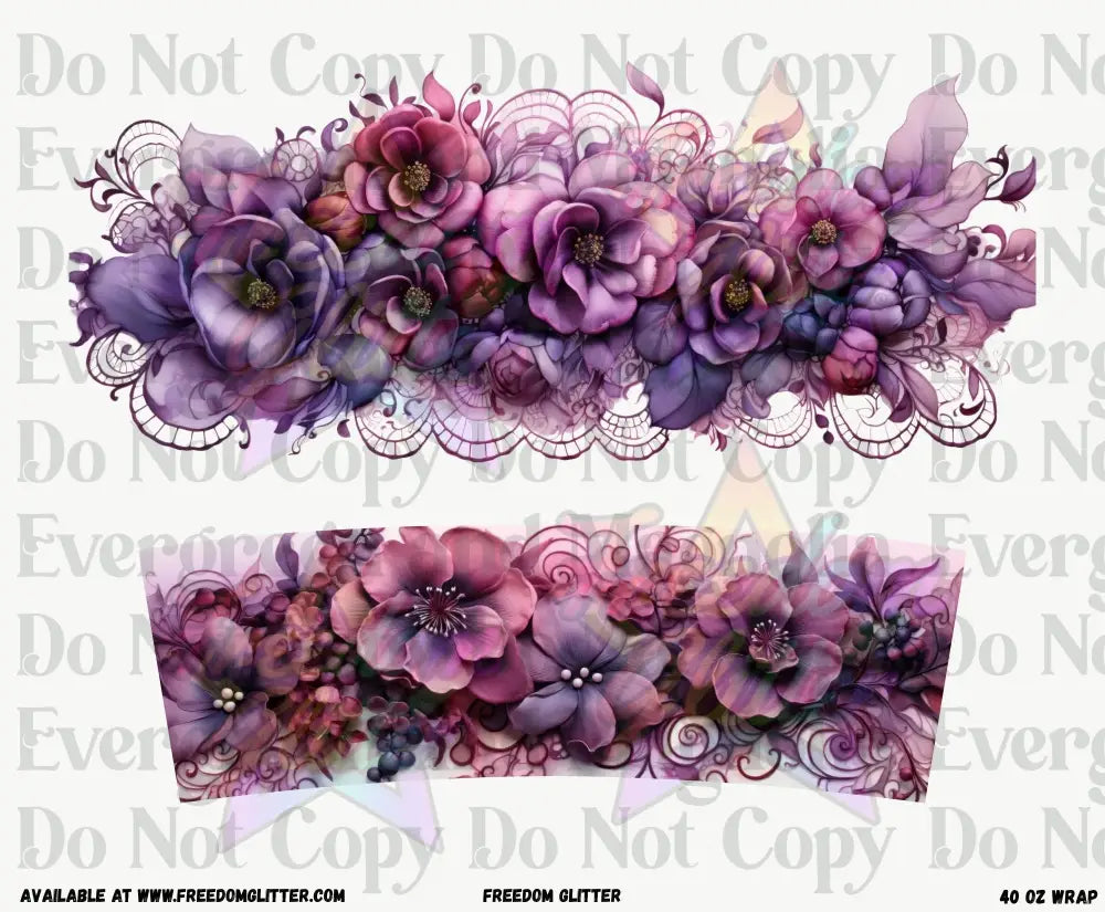 Purple Lace Floral 40oz Wrap (Printed Vinyl)