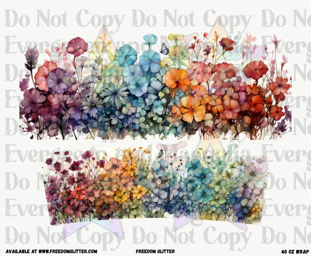 Rainbow Floral 40oz Wrap (Printed Vinyl)