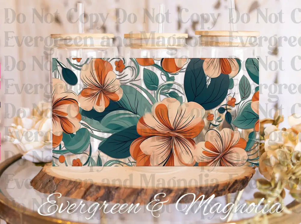 Retro Tropical Flower 2 UV DTF print