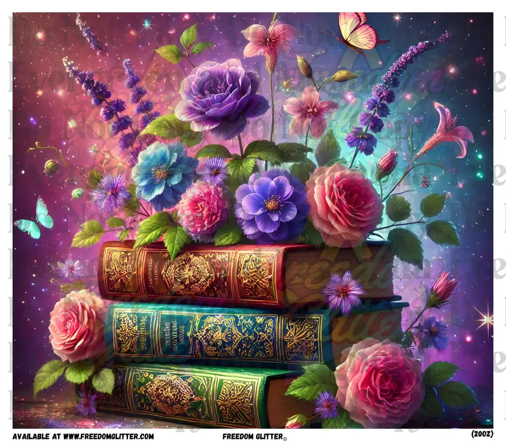 Romantic Flowers on Books (Printed Vinyl)
