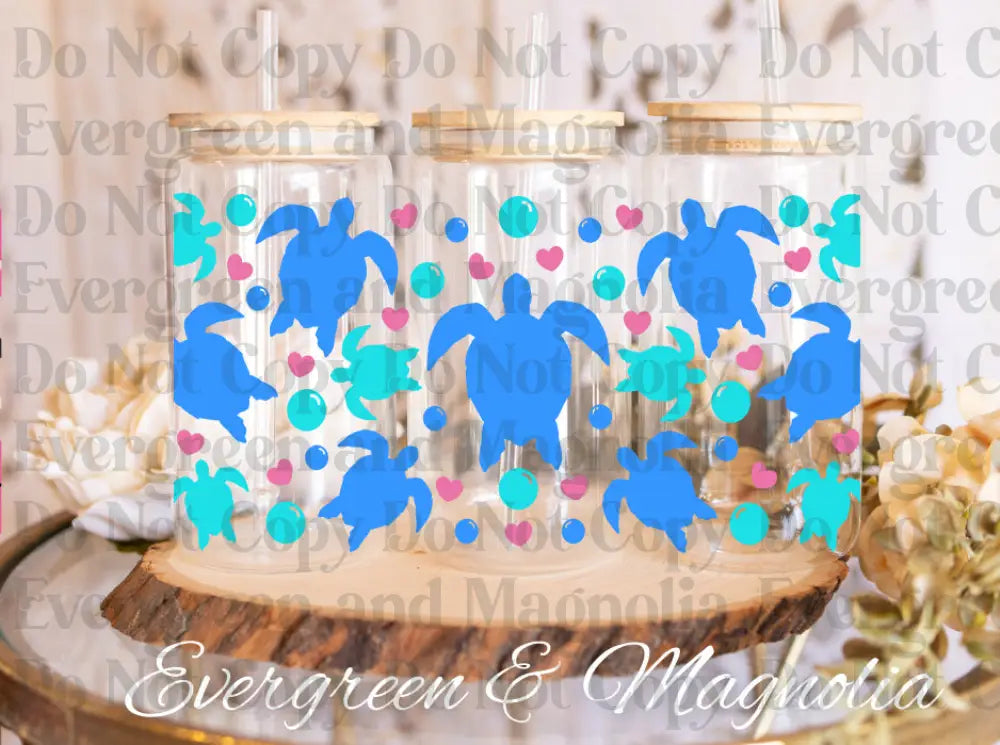 Sea Turtle Libbey 16 UV DTF print