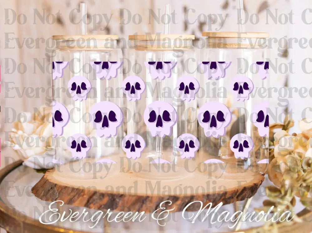 SkullsPurple UV DTF print