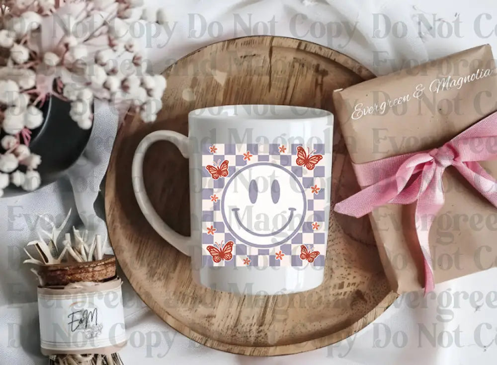 Solid check smile butterfly Decal