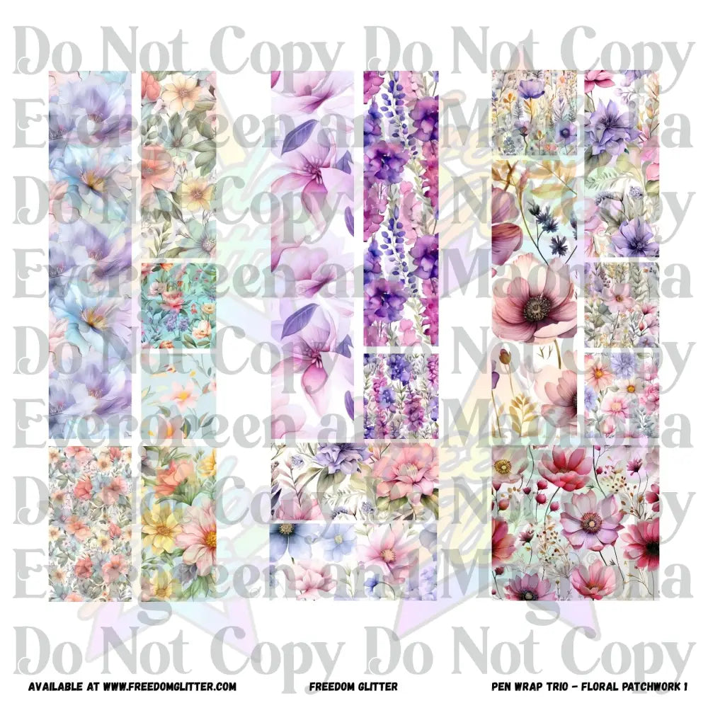 Pen Wrap Patchwork Trio - Spring Floral (Printed Vinyl)