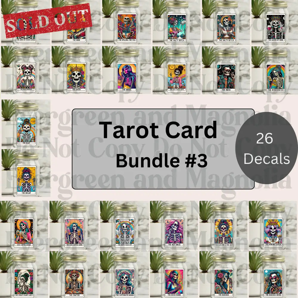 Skelly Tarot Card Bundles 4" Decals