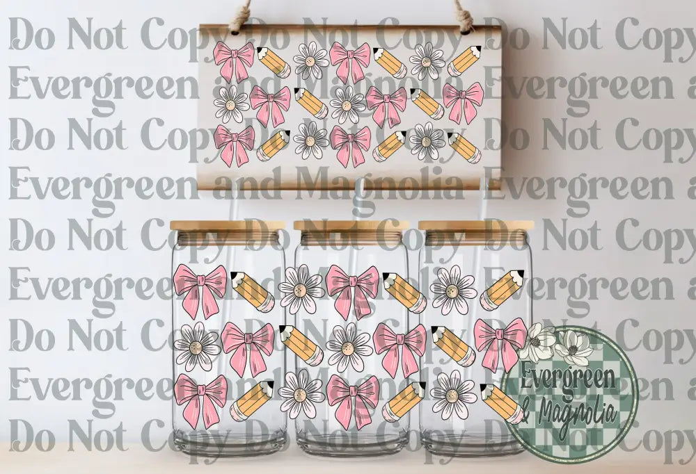 Teacher Pencil Pink Flowers