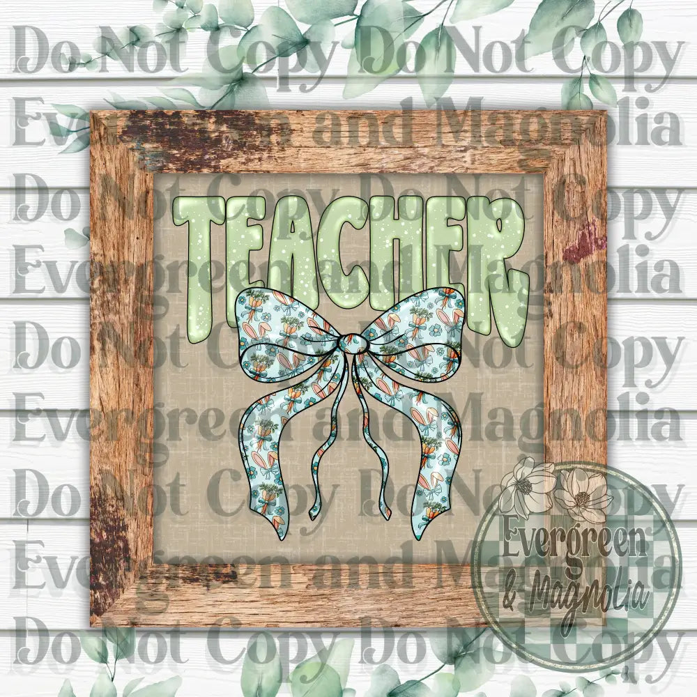 Teacher green bow