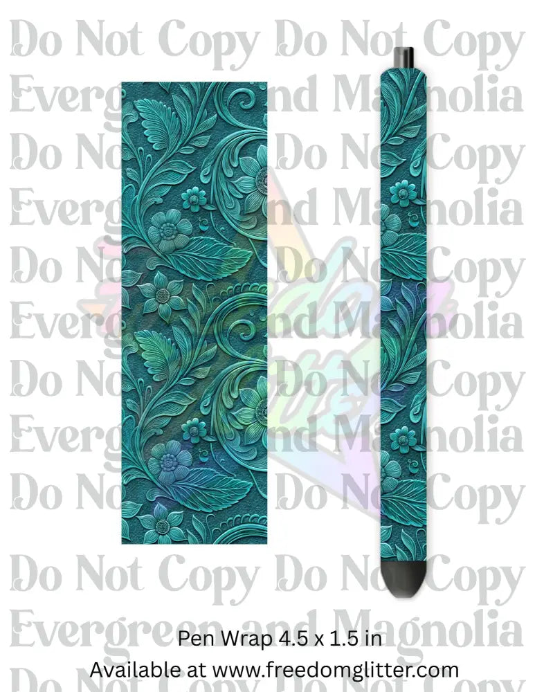 Teal Tooled Leather 1 (Printed Vinyl)