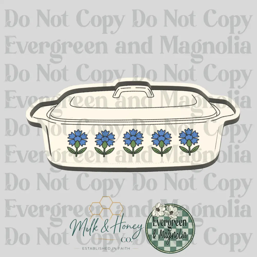 Vintage Blue Flower Pyrex 3D Collection