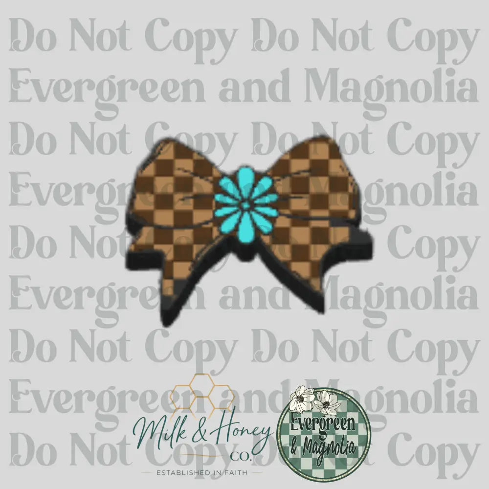 Checkered Turquoise Bow 3D Collection