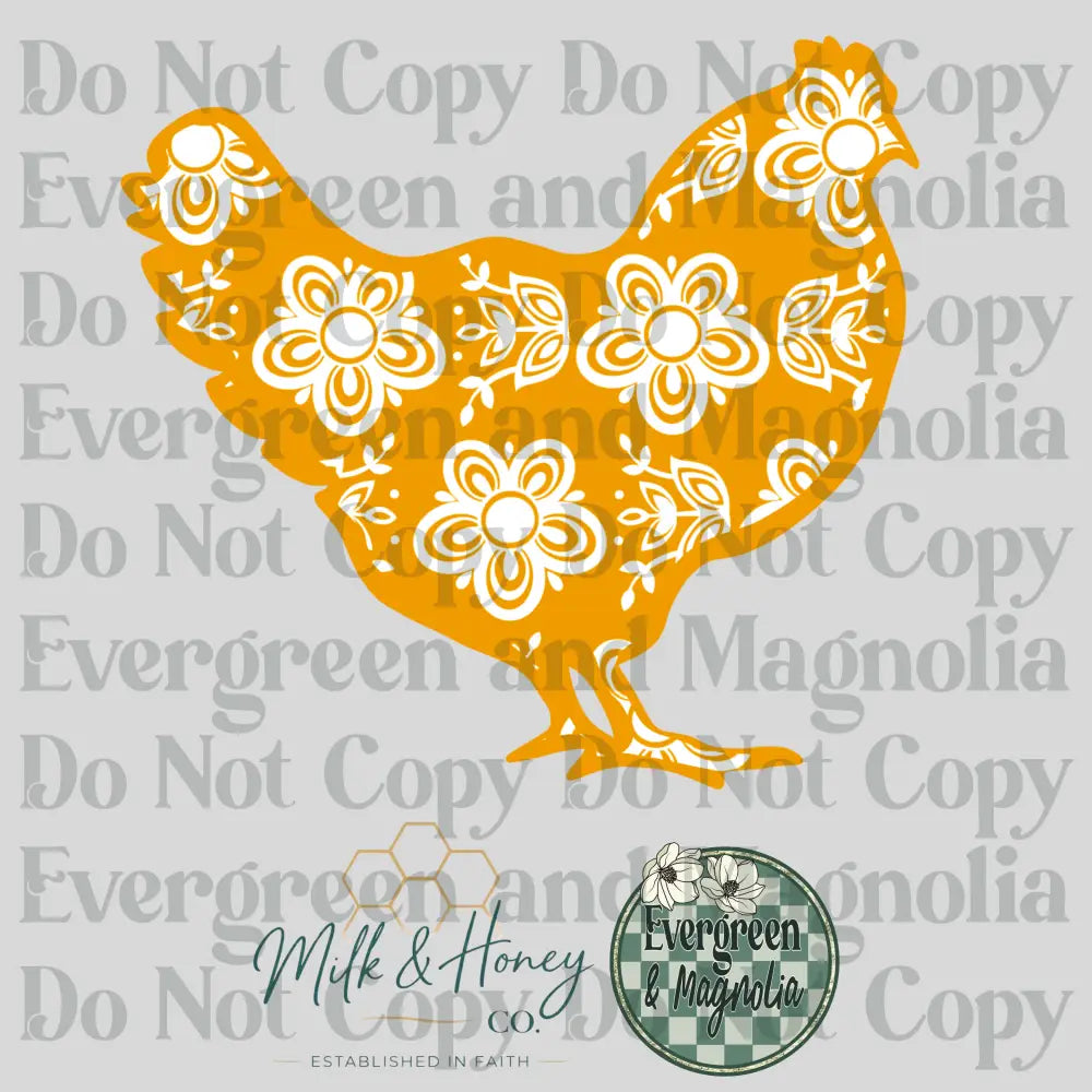 Floral Yellow Hen 3D Collection