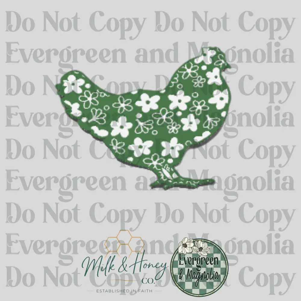 Floral Green Hen 3D Collection