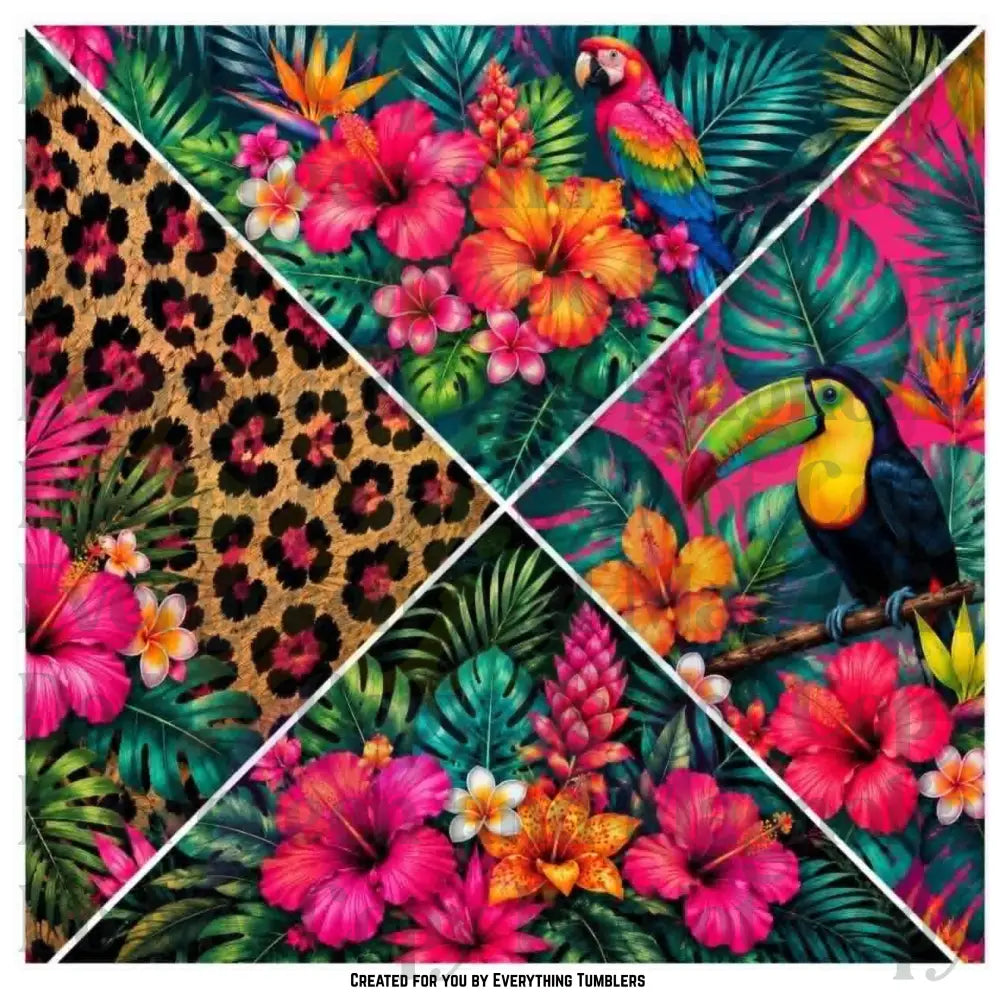 Tropical Floral & Leopard Print Triangles (Printed Vinyl)