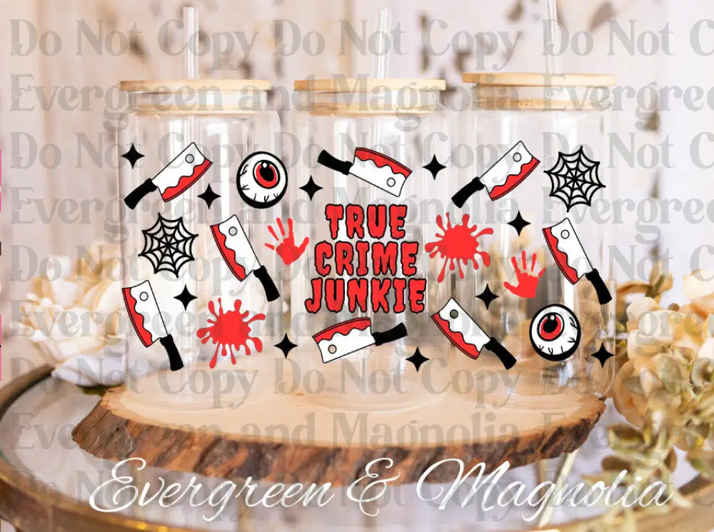 TrueCrimeRed UV DTF print