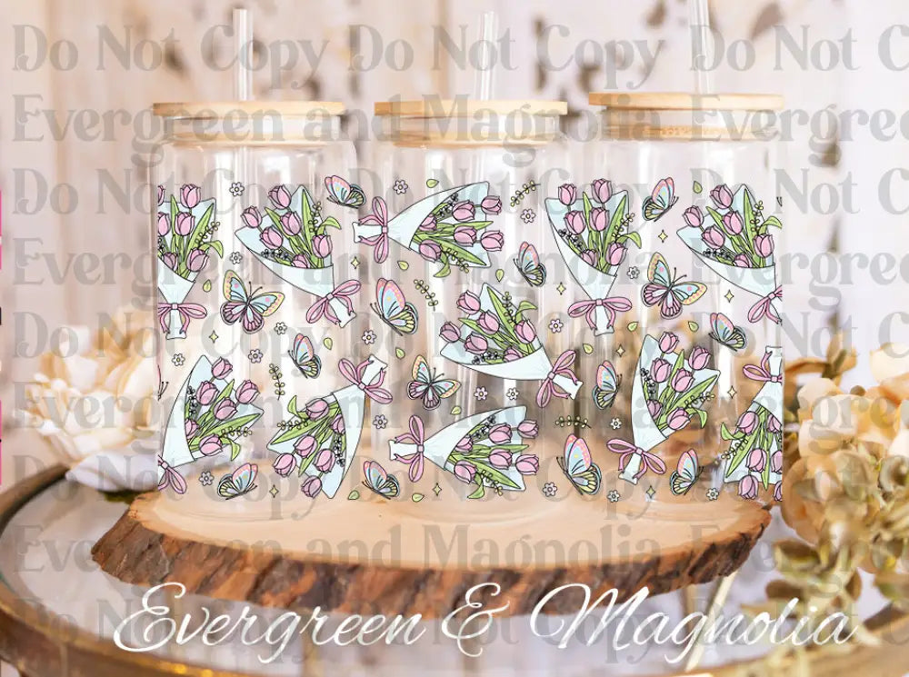 TulipBouquetCup UV DTF print