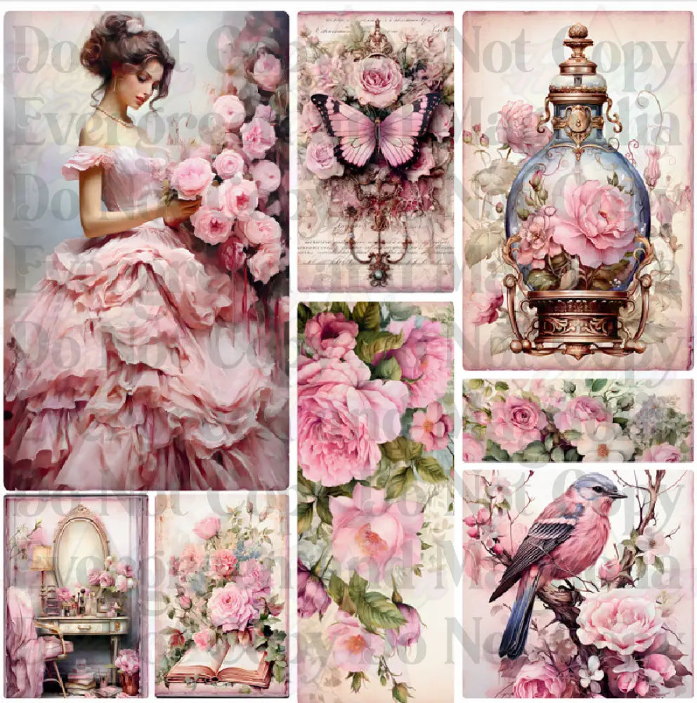 Mixed Image Sheet - Vintage Pink 1 (Printed Vinyl)