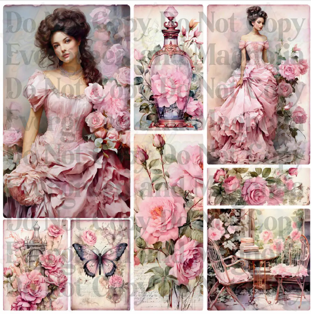 Mixed Image Sheet - Vintage Pink 2 (Printed Vinyl)