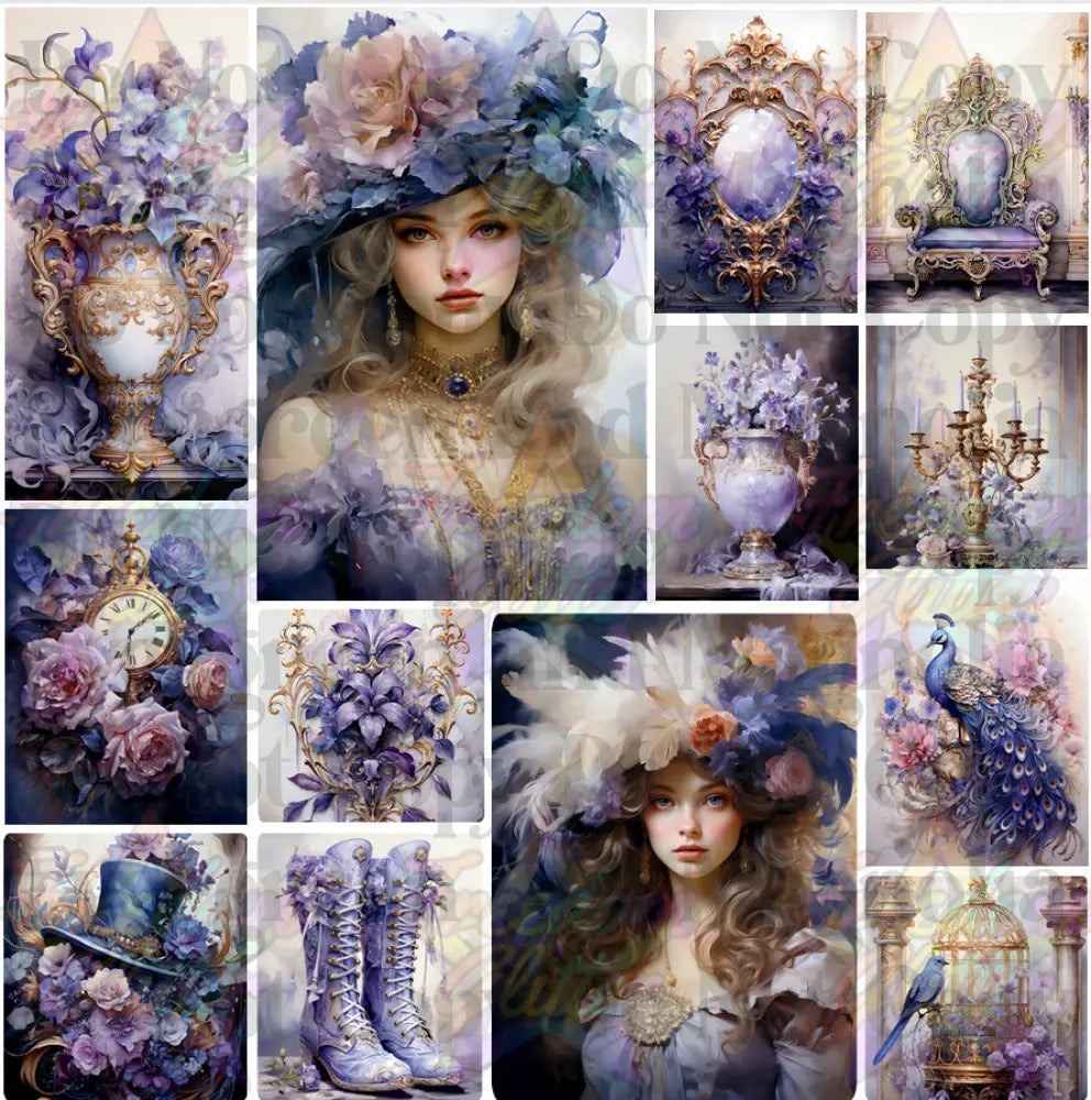 Mixed Image Sheet - Vintage Purple 1 (Printed Vinyl)