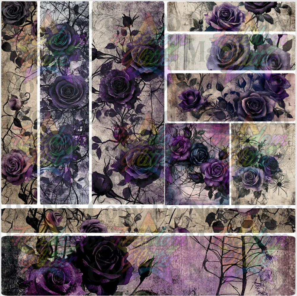 Mixed Image Sheet - Vintage Purple Floral (Printed Vinyl)