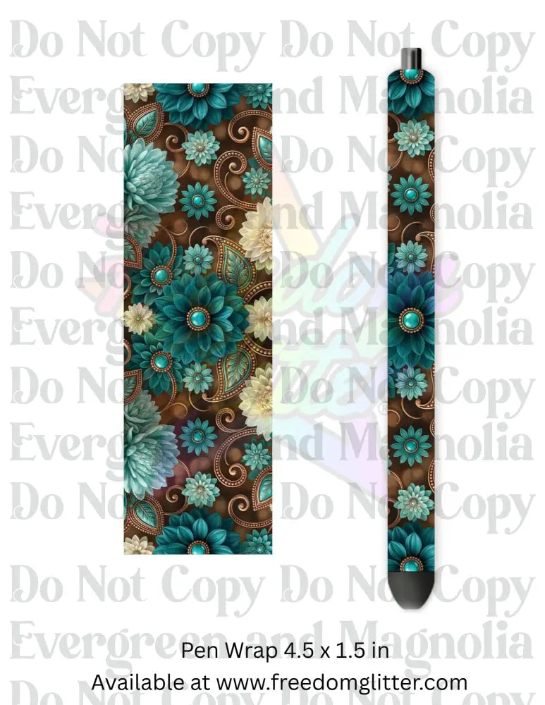 Western Turquoise Floral (Printed Vinyl)