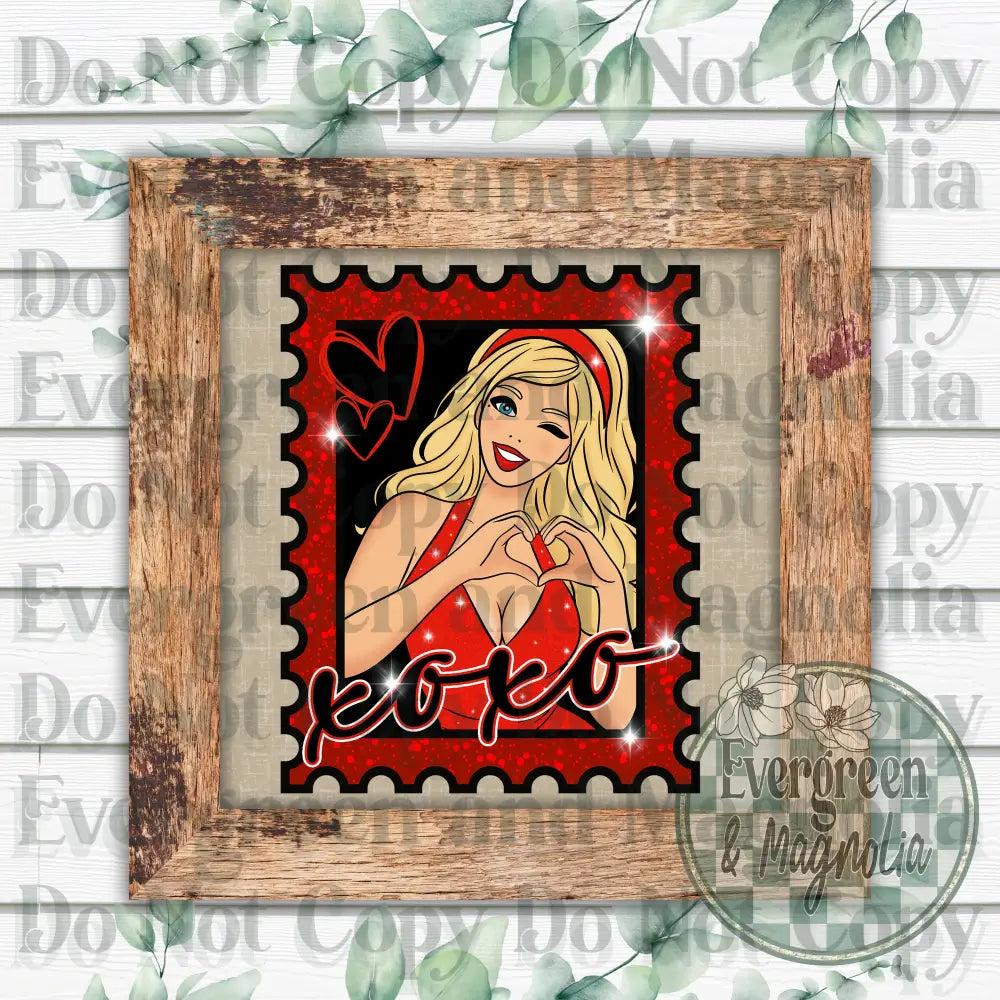 Xoxo barbie valentine stamp